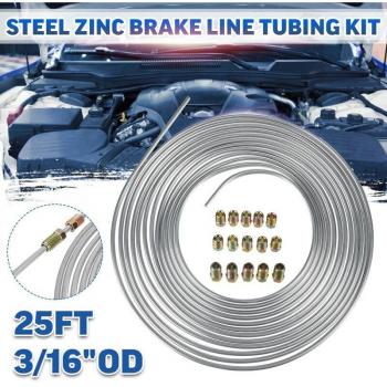 25ft Zinc Steel Brake Line Coil Kit 1/4 OD and 15 Tube Fittings