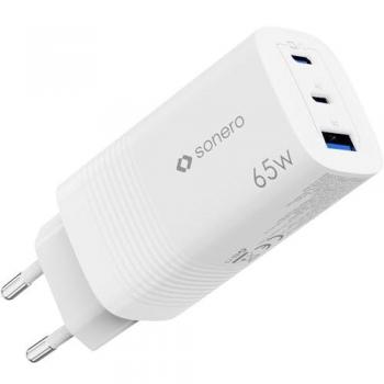 SONERO SON X-PS131 - 65W GaN USB Charger, 2x USB-C, 1x USB-A, White