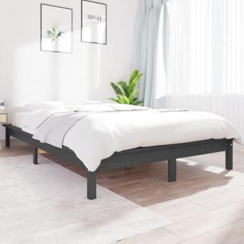 VidaXL Small Double Bed Frame Solid Wood Grey