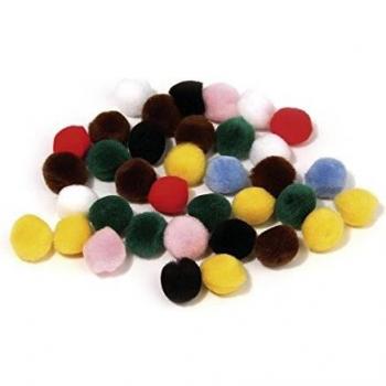 Colorful 15mm Pompoms - 60 Count