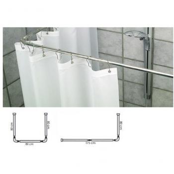 Soporte de Cortina de Ducha Curvo de Acero Gris 80x80x80