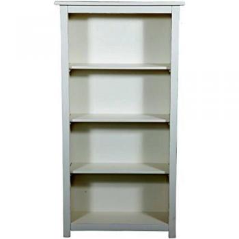 Biscottini - Biblioteca pequeña de madera maciza de tilo con acabado blanco envejecido 68x25x130 cm