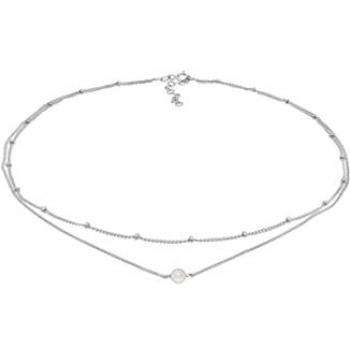 Collana Choker a Strati con Palla in Quarzo Rosa e Catena in Argento Sterling 925 Placcato Oro 925