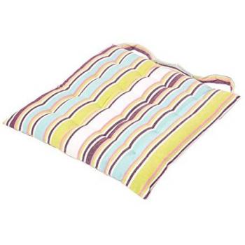 Oska Green Stripe Seat Pad with Button Straps 100% Cotton