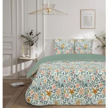 Parure satin coton imprimé floral 240x220 cm