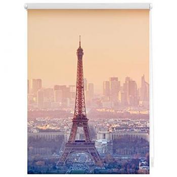 Lichtblick Rollo Klemmfix, ohne Bohren, blickdicht, Eiffelturm - Orange, 100 x 150 cm (B x L)