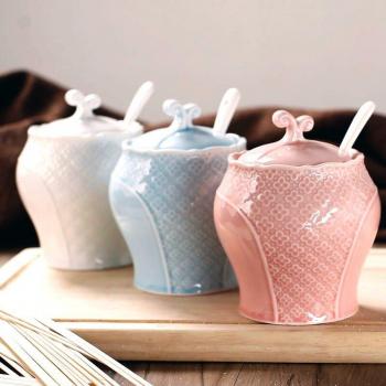 Engraved Flower Pattern Salt and Sugar Caster Set (3 Pcs) in Bone China