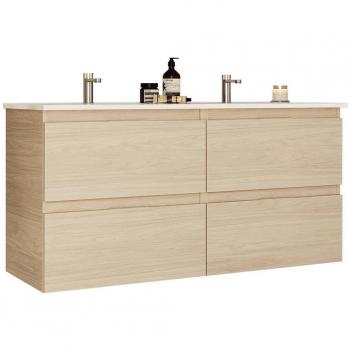Meuble de salle de bain Kassia 120x60 chêne double vasque céramique