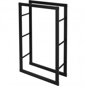 Estante Industrial para Leña – Acero Negro, Soporte Chimenea 60x100x25 cm