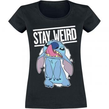 T-shirt Manches Courtes Disney Lilo & Stitch - Restez Étrange - S - XXL - pour Femme - noir