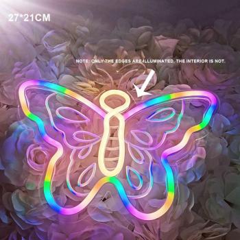 Señal de Mariposa Arcoíris con Iluminación Neón