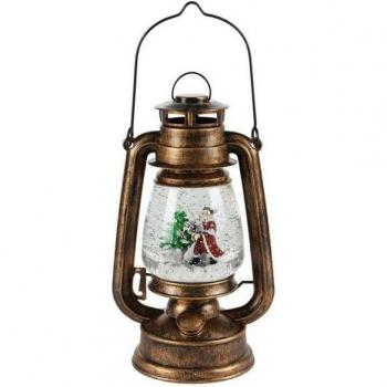 LED-Petroleumlampe BURI Weihnachtsmann 34,5 cm – Schneekugel‑Deko