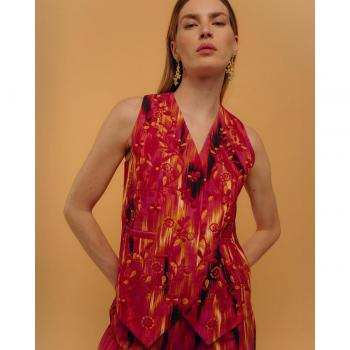 Niza - Chaleco de mujer con bordado y escote pico