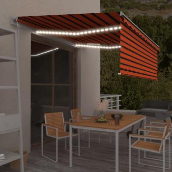 Banne Pliable VidaXL 4x3m Orange Marron avec Protection UV et Capteur de Vent