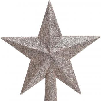 Decoris Christbaumspitze Stern mit Glitzer 19cm rosa