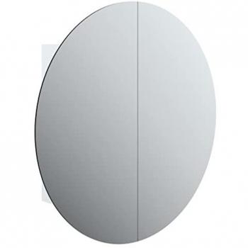 VidaXL Bathroom Cabinet with Round Mirror & LED White 54x54x17.5 cm