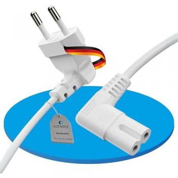 Netzkabel Sonero X‑ESW‑C7W‑010W – 1 m, Euro‑Stecker 90°, weiß