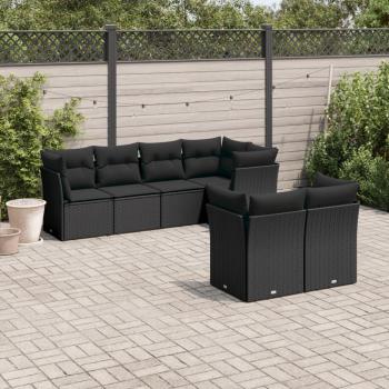VidaXL 7-tlg. Gartenlounge-Set mit Kissen Schwarz Poly Rattan