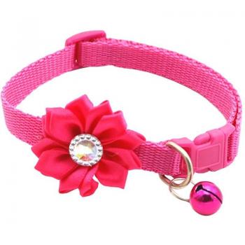 Small Dog and Cat Collar with Adjustable Flower and Rhinestone Design