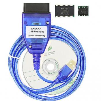 Interfaz OBD2 K + Can FT232RL con cable USB azul