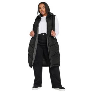 Black Reversible Quilted Longline Gilet