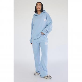 Kaiia Design Bubble Logo Wide Leg Sweat Pants in Baby Blue for Women's Size UK 10