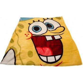 Cobertor de Lana Bob Esponja 170 cm Cuadrado Azul-Amarillo