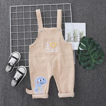 Boys' Cartoon Corduroy Dinosaur Overalls, 1-4 Years
