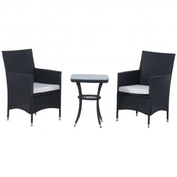 Outsunny Rattan Garden Furniture Bistro Set, 3 Piece - Black