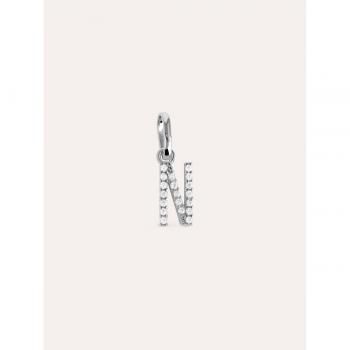 Singularu - Charm Letter Spark de plata bañado en rodio Letra N