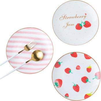 21cm Strawberry Under-glazed Stoneware Dinner Plates - 4pcs