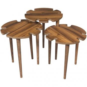 GARA DECOR Ergonomic Walnut Flower Nesting Tables