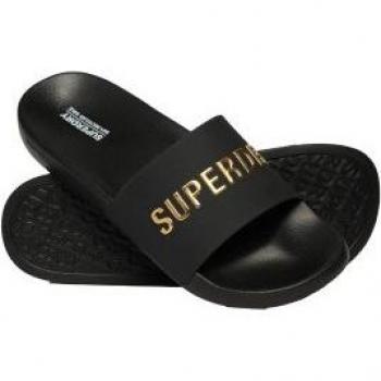 Chanclas Superdry Logo Pool negro dorado - Talla 44/45