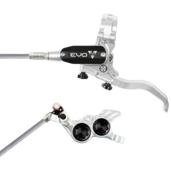 Hope Tech 4 Evo GR4 Disc Brake – Silver / Black, No Rotor, Front Right, Braided Hose