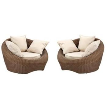 Set 2 poltrone outdoor White Heaven con cuscini crema