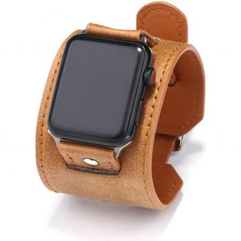 Brazalete de Cuero y Metal para Reloj Inteligente iWatch 38mm 40mm 42mm 44mm