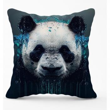 Panda Face Splashart Dark Background Outdoor Cushion