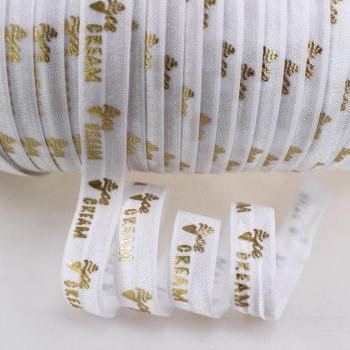 Cinta elástica plegable de helado dorado estampada en 4 colores, 5/8, 50 yardas por lote