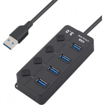 USB 3.0 Hub 5Gbps 4-Port mit Schalter für Laptop und PC