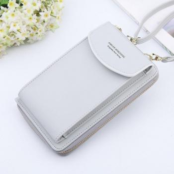 Bandolera de cuero sintético con compartimentos para teléfono y tarjetas