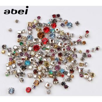 100pcs 2mm-6mm AB Glass Crystal Rhinestones with Silver Back