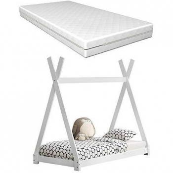 Letto per Bambini con Materasso a Schiuma Fredda 80 x 160 cm Fodera Rimovibile ko-Tex Standard 100 made in