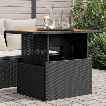 VidaXL Outdoor Table Black 100x55x73 cm Poly Rattan and Acacia Wood