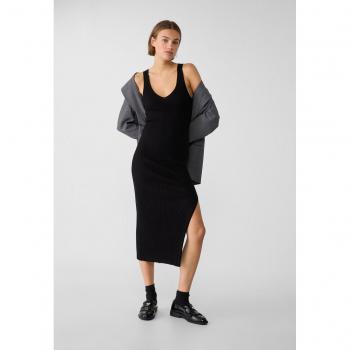 Stradivarius Gonna Lunga a V Nero S