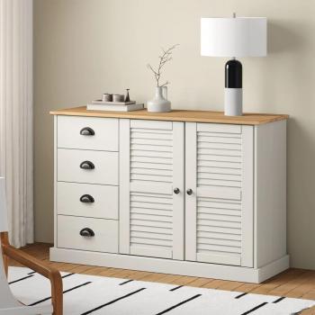 VIGO Sideboard with Drawers 113x40x75 cm White Solid Pine vidaXL