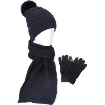 Knitted Striped Hat, Scarf, and Gloves Set for Men and Women - Winter Warmth