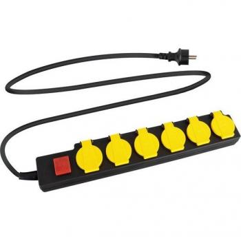 Stagecaptain OPSS‑6 YE – Extension extérieure 6 prises, bouton IP44