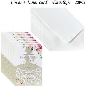 20pcs Glitter Girl Wedding Invitations with Envelopes 67JB