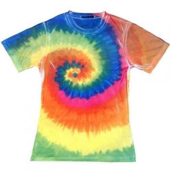 T-Shirt Colortone Donna Manica Corta Arcobaleno Tie Dye 2XL Foresta Tropicale
