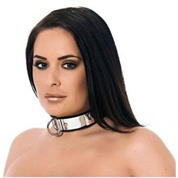 Metallisches Lederhalsband mit Verschluss